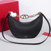 Valentino Garavani VLogo Moon hobo bag black in grainy calfskin with chain 35x26x13cm - 5