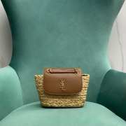 YSL Mini Manon In Raffia And Aged Vegetable-Tanned Leather Bag 23x12x6cm - 1