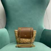 YSL Mini Manon In Raffia And Aged Vegetable-Tanned Leather Bag 23x12x6cm - 5