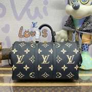 Louis Vuitton M46670 Keepall Bandoulière Bag In Black/ Beige 45x27x20cm - 4