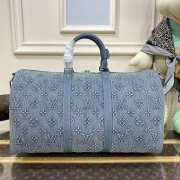 Louis Vuitton M22532 Keepall Bandoulière monogram washed denim coated canvas bag 50x29x22cm - 4