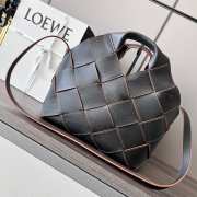 Uubags | Loewe Surplus Leather Woven Basket Bag In Black 24x16x23cm - 5