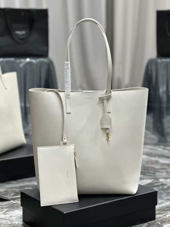 Uubags | YSL Supple East/West Tote Bag In White 32.5x35x10.5cm