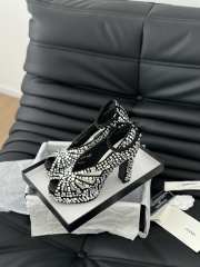 Uubags | Chanel Sandals Strass & Suede Kidskin Silver & Black 11.5cm - 1