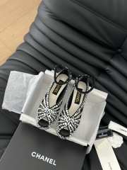 Uubags | Chanel Sandals Strass & Suede Kidskin Silver & Black 11.5cm - 2