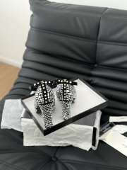 Uubags | Chanel Sandals Strass & Suede Kidskin Silver & Black 11.5cm - 4