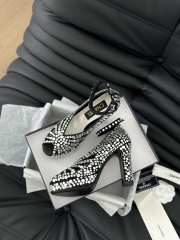 Uubags | Chanel Sandals Strass & Suede Kidskin Silver & Black 11.5cm - 5