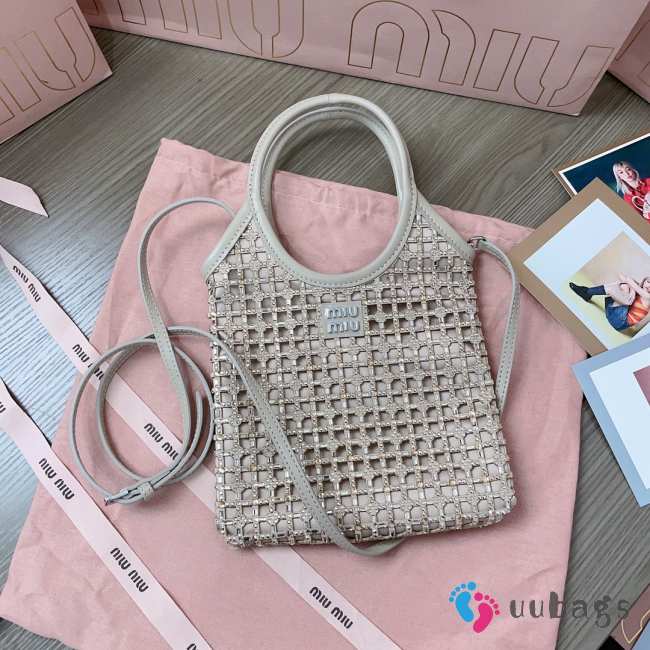 Uubags | Miu Miu Starlight Crystal Mini Tote bag in pink 20x24cm - 1