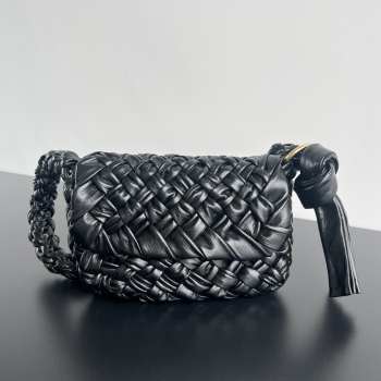 Uubags | Bottega Veneta Kalimero Città bag in soft foulard Intreccio leather black 25x18x5.5cm