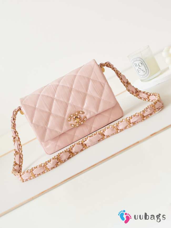 Uubags | Chanel AS4423 Mini Flap Bag In Pink 13.5x20.5x5cm - 1