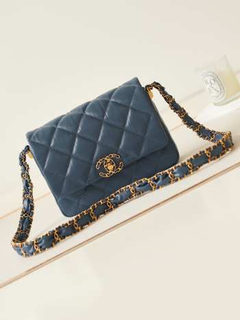 Uubags | Chanel AS4423 Mini Flap Bag In Navy Blue 13.5x20.5x5cm