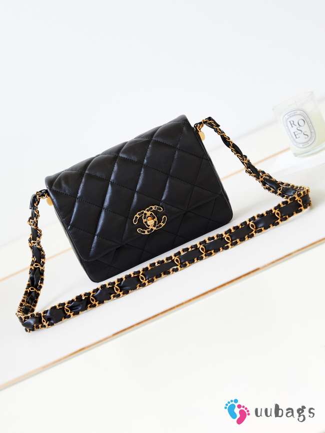 Uubags | Chanel AS4423 Mini Flap Bag In Black 13.5x20.5x5cm - 1