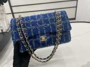 Uubags | Chanel classic blue tweed quilted flap bag 25cm - 1