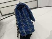 Uubags | Chanel classic blue tweed quilted flap bag 25cm - 4