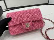 Uubags | Chanel Mini bag flap bag pink wool tweed calfskin gold tone metal 25cm - 1