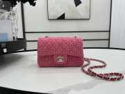 Uubags | Chanel Mini bag flap bag pink wool tweed calfskin gold tone metal 25cm - 6