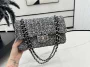 Uubags | Chanel Mini bag flap bag grey wool tweed calfskin silver tone metal 25cm - 1