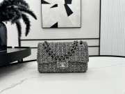 Uubags | Chanel Mini bag flap bag grey wool tweed calfskin silver tone metal 25cm - 2