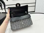 Uubags | Chanel Mini bag flap bag grey wool tweed calfskin silver tone metal 25cm - 4