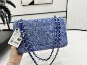 Uubags | Chanel Mini bag flap bag blue wool tweed calfskin silver tone metal 25cm - 2