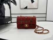 Uubags | Chanel Mini bag flap bag red wool tweed calfskin gold tone metal 25cm - 5