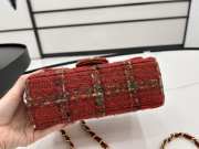 Uubags | Chanel Mini bag flap bag red wool tweed calfskin gold tone metal 25cm - 3