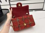 Uubags | Chanel Mini bag flap bag red wool tweed calfskin gold tone metal 25cm - 2