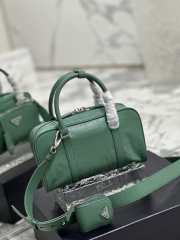 Uubags | Prada antique nappa leather multi-pocket top-handle bag green 24.5x14x8cm - 4