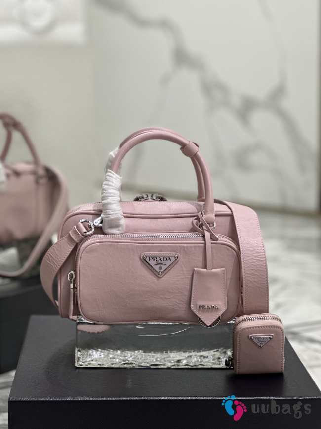 Uubags | Prada antique nappa leather multi-pocket top-handle bag pink 24.5x14x8cm - 1