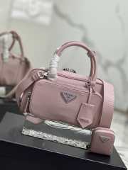 Uubags | Prada antique nappa leather multi-pocket top-handle bag pink 24.5x14x8cm - 2