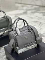 Uubags | Prada antique nappa leather multi-pocket top-handle bag grey 24.5x14x8cm - 6