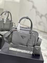 Uubags | Prada antique nappa leather multi-pocket top-handle bag grey 24.5x14x8cm - 5