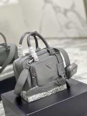 Uubags | Prada antique nappa leather multi-pocket top-handle bag grey 24.5x14x8cm - 3