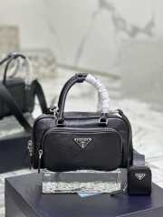 Uubags | Prada antique nappa leather multi-pocket top-handle bag black 24.5x14x8cm - 1