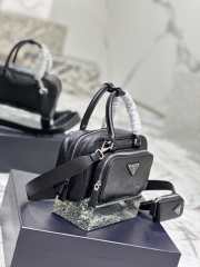 Uubags | Prada antique nappa leather multi-pocket top-handle bag black 24.5x14x8cm - 3