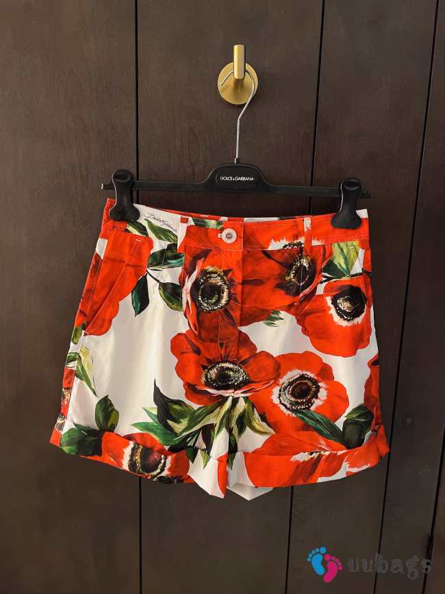 Uubags | D&G cotton poplin shorts with anemone print multi-colored - 1