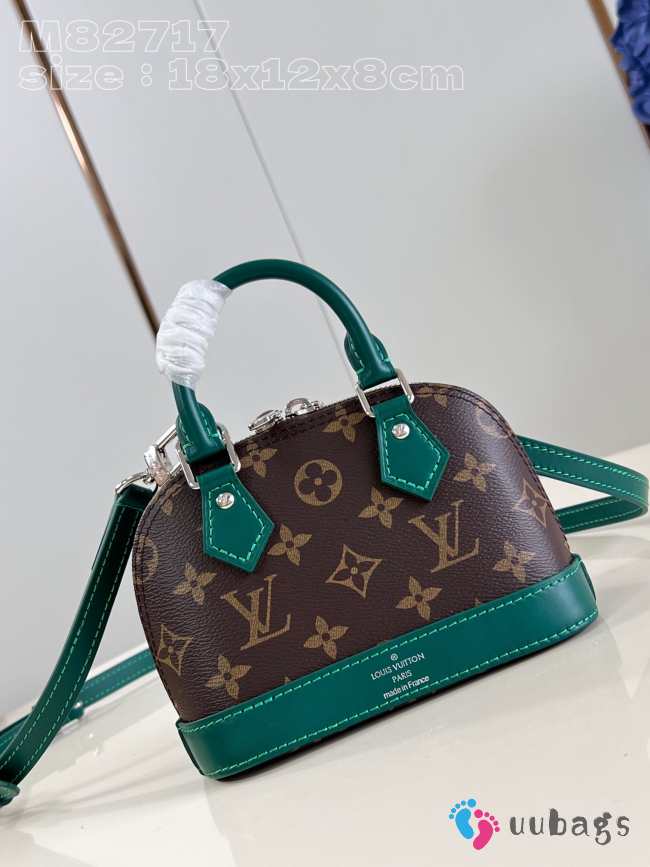 Uubags | Louis Vuitton M82717 Nano Alma Monogram Canvas/ Green Bag 18x12x8cm - 1