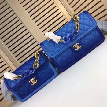 Uubags | Chanel sunset on the sea blue flap bag wwith caviar leather 26x17x6cm