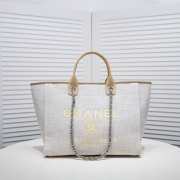 Uubags | Chanel Deauville shopping tote beige tweed 38x29x17cm - 1