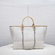 Uubags | Chanel Deauville shopping tote beige tweed 38x29x17cm - 3