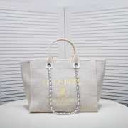 Uubags | Chanel Deauville shopping tote white tweed 38x29x17cm - 1