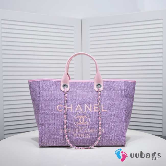 Uubags | Chanel Deauville shopping tote purple tweed 38x29x17cm - 1