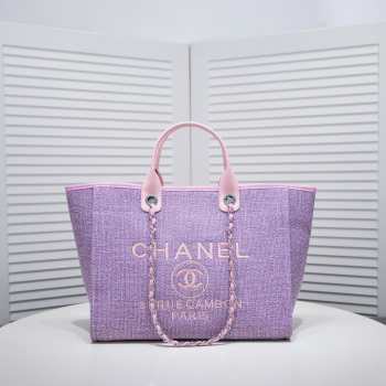 Uubags | Chanel Deauville shopping tote purple tweed 38x29x17cm