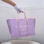 Uubags | Chanel Deauville shopping tote purple tweed 38x29x17cm - 4