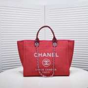 Uubags | Chanel Deauville shopping tote red tweed 38x29x17cm - 1