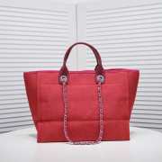 Uubags | Chanel Deauville shopping tote red tweed 38x29x17cm - 2