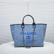 Uubags | Chanel Deauville shopping tote blue tweed 38x29x17cm - 1