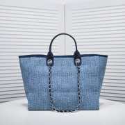 Uubags | Chanel Deauville shopping tote blue tweed 38x29x17cm - 3