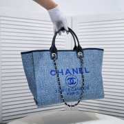 Uubags | Chanel Deauville shopping tote blue tweed 38x29x17cm - 4