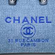 Uubags | Chanel Deauville shopping tote blue tweed 38x29x17cm - 6